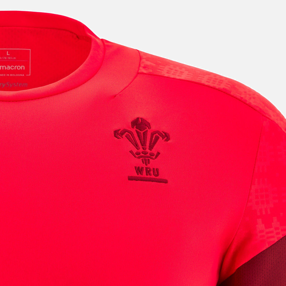 T-shirt d'entraînement Macron Rugby Pays de Galles 2025/26 rouge pour homme