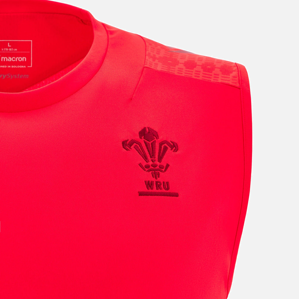 Débardeur d'entraînement Macron Rugby Pays de Galles 2025/26 rouge pour homme