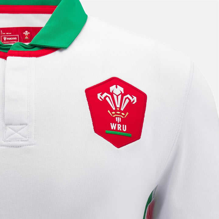 Maillot de rugby à manches longues Macron Pays de Galles extérieur en coton pour homme