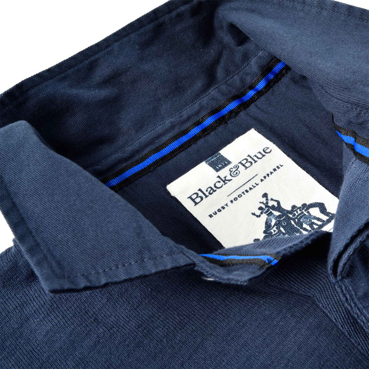 Maillot de rugby noir et bleu Angleterre 1871 – Col bleu marine 