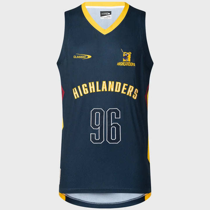 Maillot de basket-ball Super Rugby classique des Highlanders, bleu marine 2025