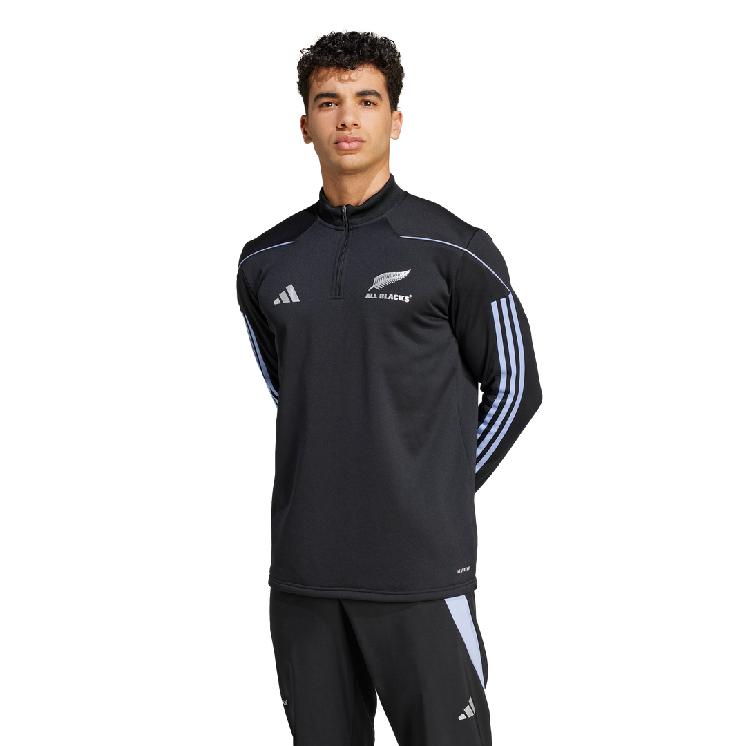 Haut polaire de rugby à manches longues Adidas All Blacks pour homme Bleu Spark