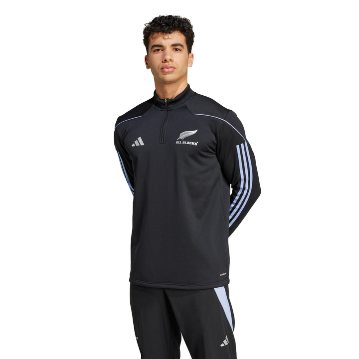 Haut polaire de rugby à manches longues Adidas All Blacks pour homme Bleu Spark