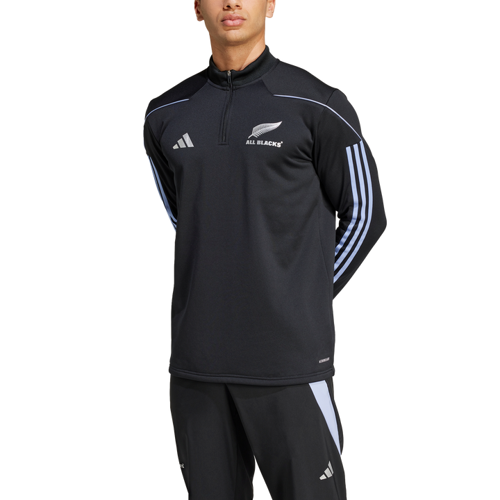 Haut polaire de rugby à manches longues Adidas All Blacks pour homme Bleu Spark