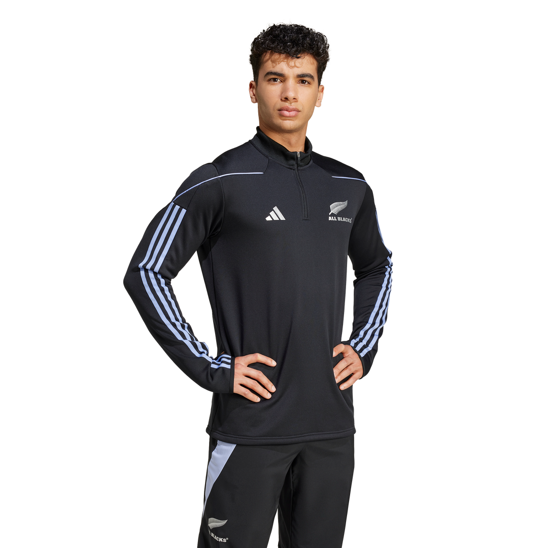 Haut polaire de rugby à manches longues Adidas All Blacks pour homme Bleu Spark
