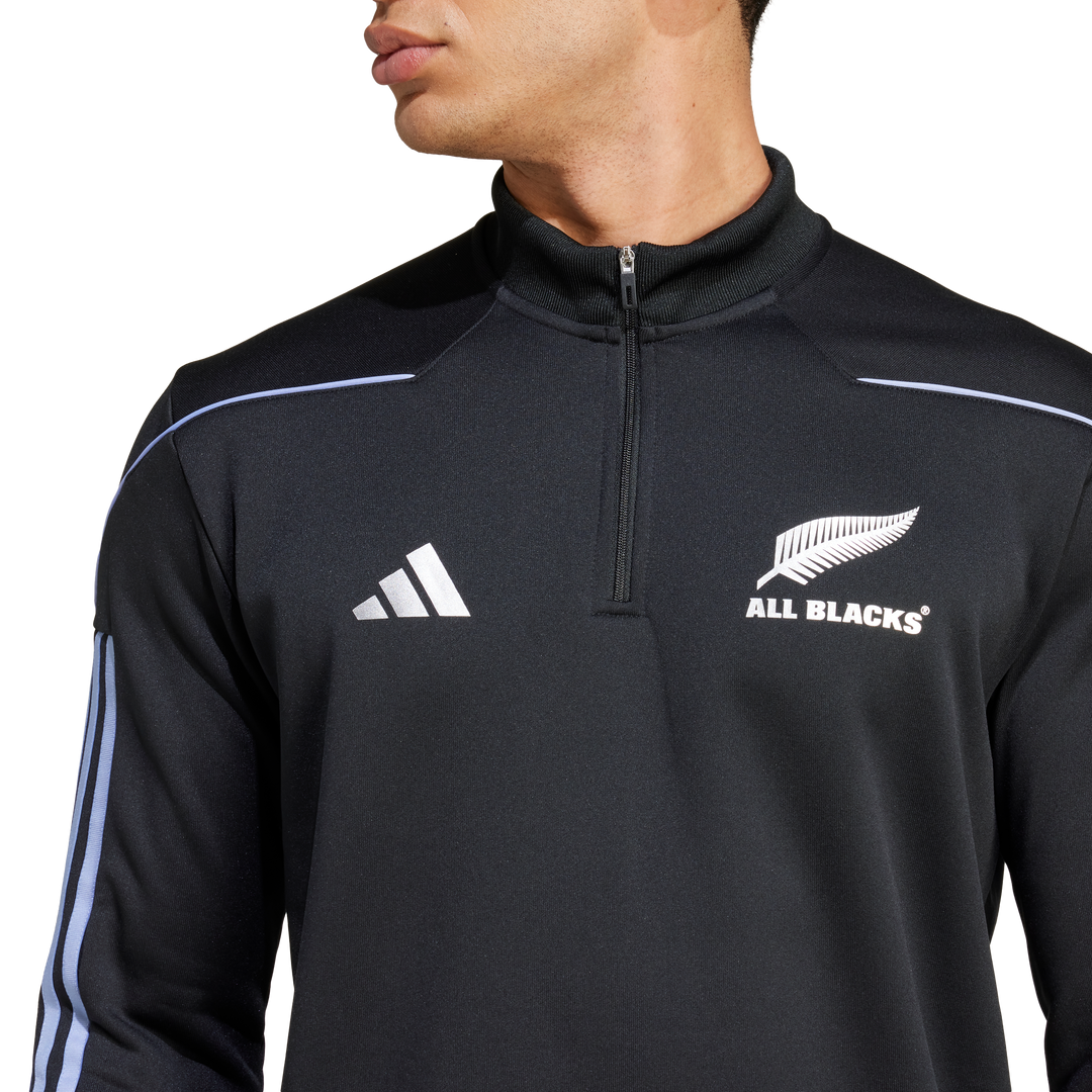 Haut polaire de rugby à manches longues Adidas All Blacks pour homme Bleu Spark