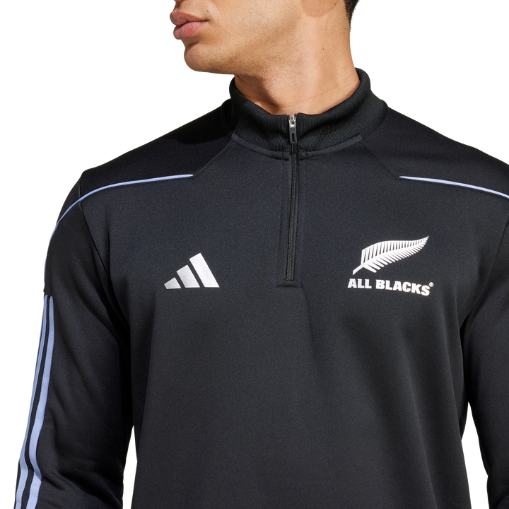 Haut polaire de rugby à manches longues Adidas All Blacks pour homme Bleu Spark