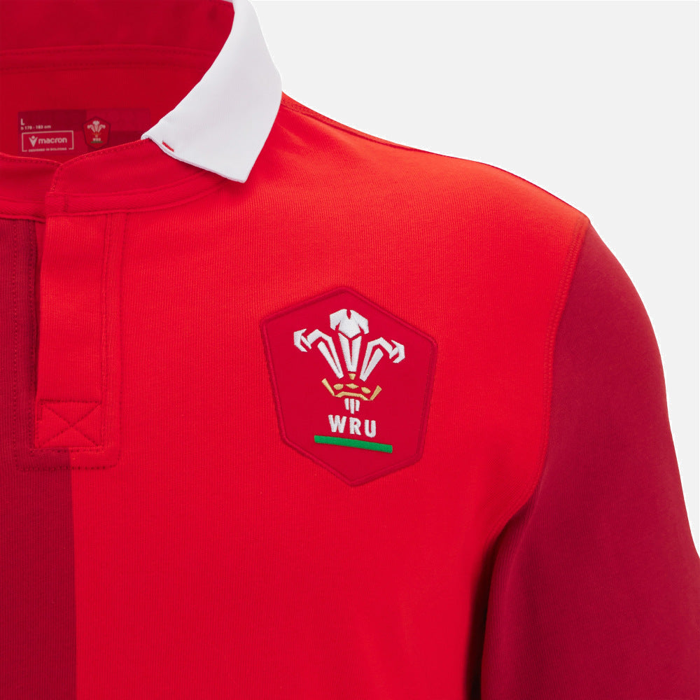 Maillot domicile de rugby du Pays de Galles Macron à manches longues en coton 