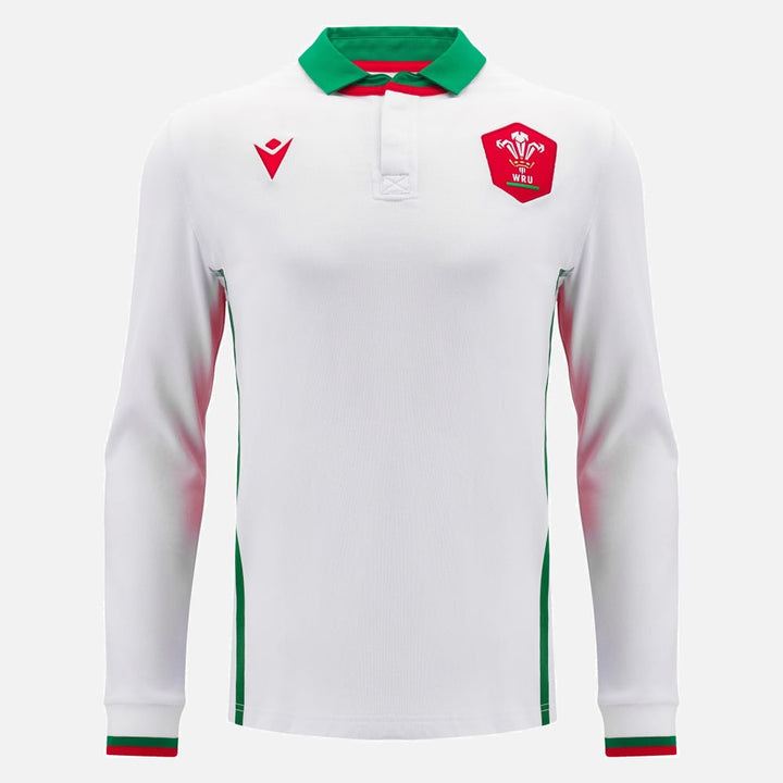 Maillot de rugby à manches longues Macron Pays de Galles extérieur en coton pour homme